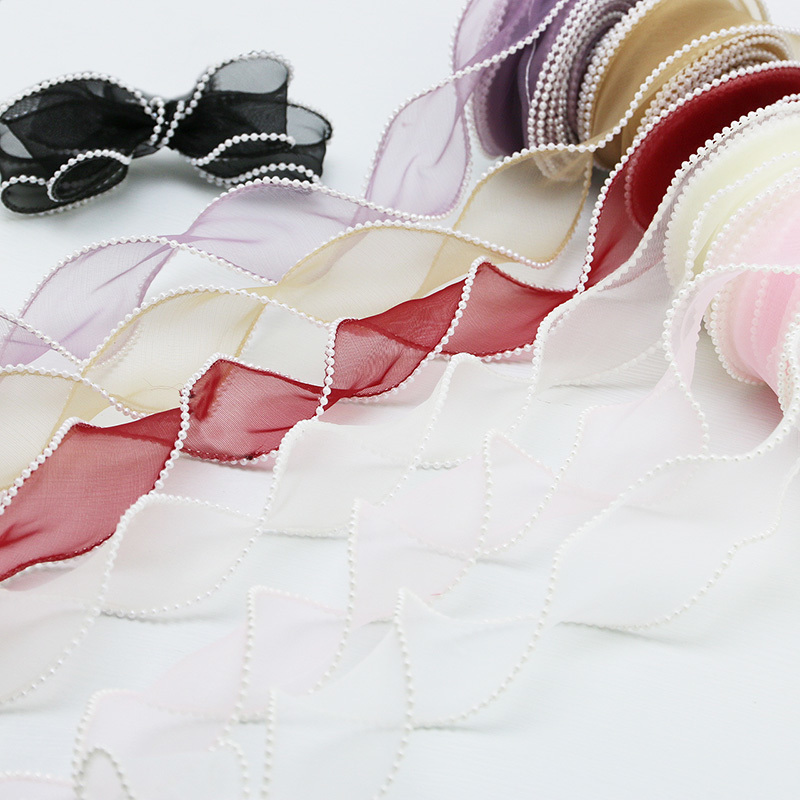 (5yards/roll)4cm Pearl Edge Wa - Ribbon Organza Roll recensione e prezzo