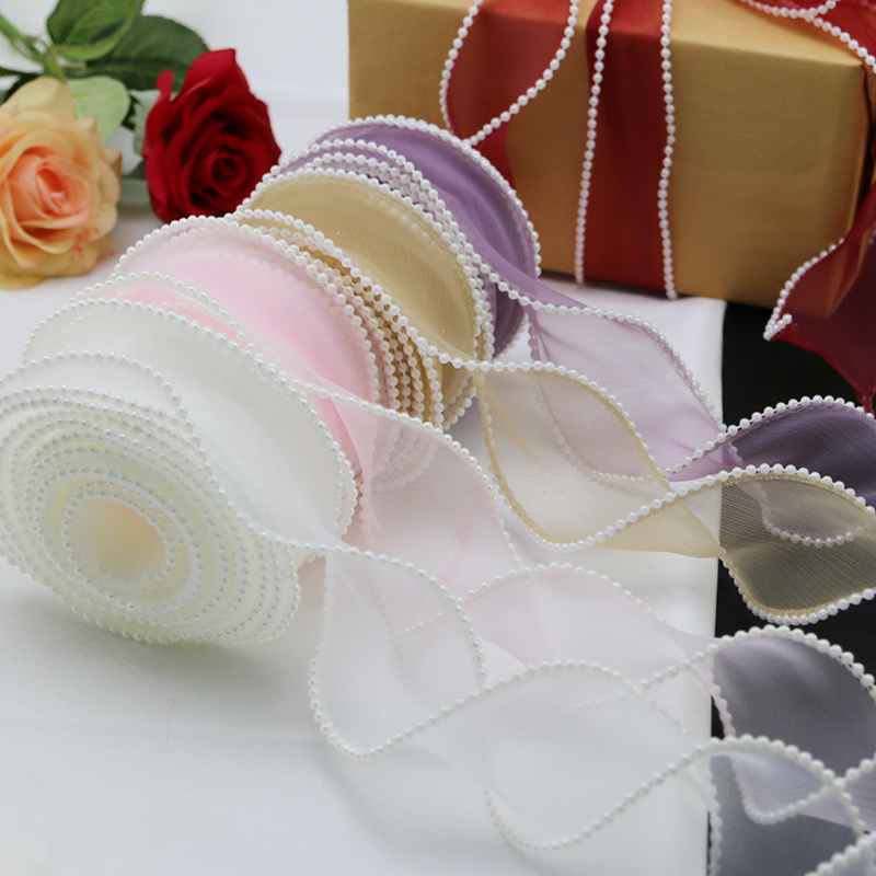 (5yards/roll)4cm Pearl Edge Wa - Ribbon Organza Roll recensione e prezzo