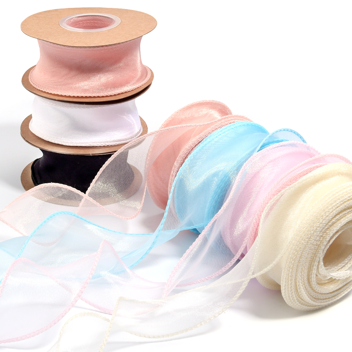 10yards/roll Sheer Chiffon Rib - Ribbon Organza Roll recensione e prezzo