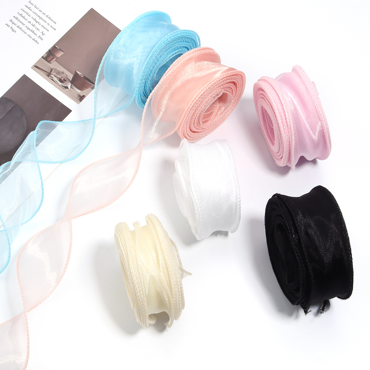 10yards/roll Sheer Chiffon Rib - Ribbon Organza Roll recensione e prezzo