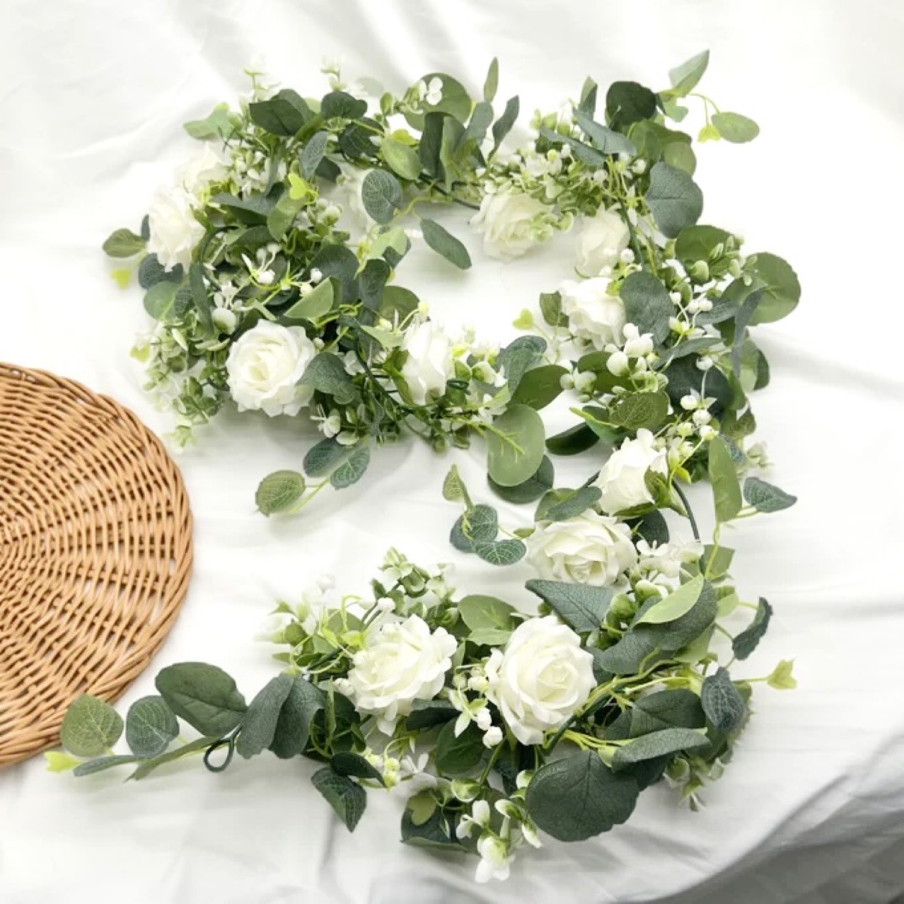 1pc Artificial White Rose Flow - Eucalyptus Preserved recensione e prezzo
