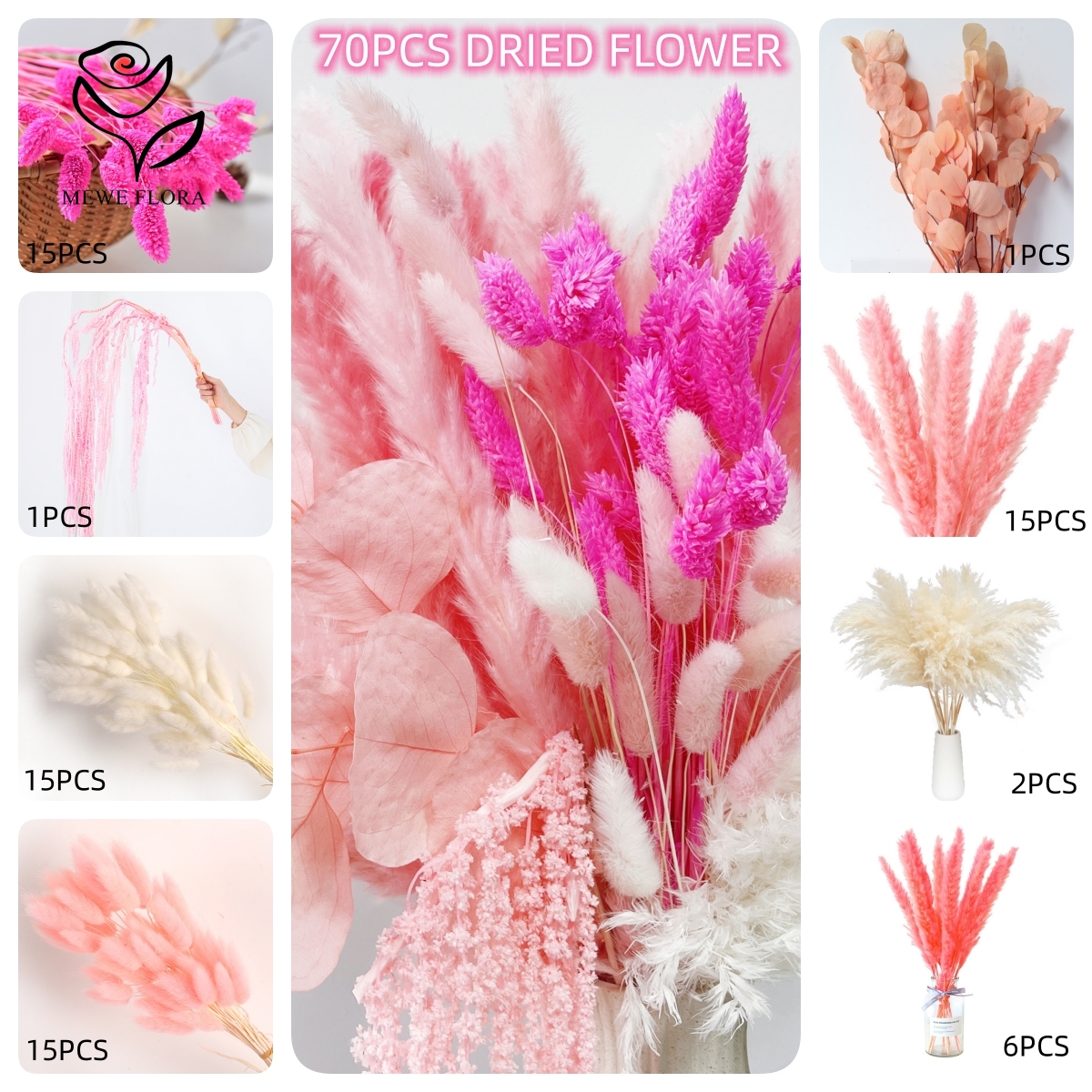 Natural Pampas Pink Dried Flow - Eucalyptus Preserved recensione e prezzo